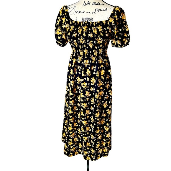 Lishly Maxi Short Puff Sleeve Floral Dress Sz Lrg - Picture 1 of 15